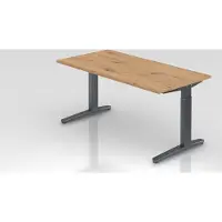 Proregal - Büromöbel mit top Leistungsdaten Schreibtisch Mika | Asteiche | Graues Gestell | BxT 160x80cm | Arbeitshöhe 65-85cm | höhenjustierbar, 1cm Raster | C-Fuß-Gestell | Rechteckform