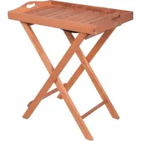DELUKE Gartentisch ULM - Eukalyptus, Natur, 68x44x74cm | Tabletttisch Tablettständer Terrassentisch Wetterfest Outdoor Tisch