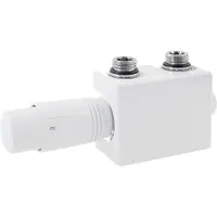 LuxeBath Ventil-Armaturen Set Multiblock, Weiß, Universal Eck- und Durchgangsform inkl. Thermostatkopf mit Mittelanschlus