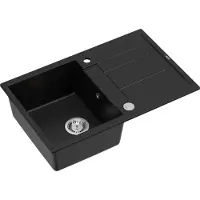 Quadron Spülbecken 1-Becken Spüle | Größe: 78 x 50 x 22 cm | MORGAN 111 | Küchenspüle Granitspüle aus GraniteQ mit Siphon | Carbon & Stahl