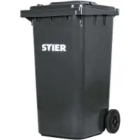 Stier 2-Rad-Müllgroßbehälter, Mülltonne, Volumen 240 Liter, Mülleimer, Farbe: Grau, Größe: 576 x 720 x 1067 mm, Restmülltonne mit Rädern und Deckel, Universaltonne
