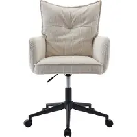 Vente-unique Bürostuhl höhenverstellbar - Cord - Cremefarben & Schwarz - BATARU von Pascal Morabito