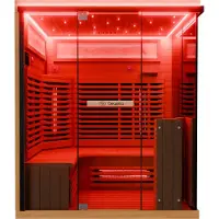 Dewello Infrarotkabine Infrarotsauna KENORA 160x120 für 2-3 Personen aus Hemlockholz, Dual-Therm, mit Salzsteinoptik