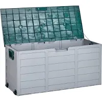 Beliani Auflagenbox Grau / Grün Kunststoff 112 x 50 cm für Garten für Terrasse für Outdoor