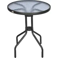 Outsunny Balkontisch Gartentisch Glas Bistrotisch Metall Sicherheitsglas ?60x70 cm
