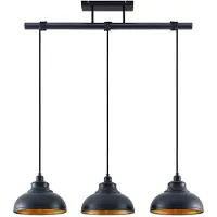 LINDBY Pendellampe Emna, 3-flg., schwarz/gold, Metall, 101cm