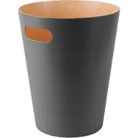 Umbra Woodrow Abfalleimer, Abfall Eimer, Abfallkorb, Papierkorb, Holz, Anthrazit, 7.5 L, 082780-618