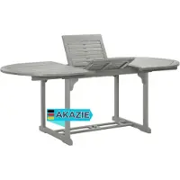 DELUKE Garten-Esstisch VEGO Grau (200x100)x75 cm Massivholz Akazie Oval | Gartentisch Holz klappbar Outdoortisch Terrassentisch verstellbar