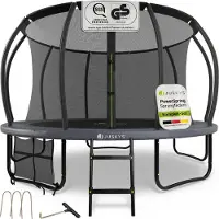 Juskys Trampolin SkyBounce L Ø 366 cm mit Sicherheitsnetz & Leiter