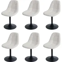 Chefgastro 6er-Set Esszimmerstuhl | HxBxT 83x47x43cm | Sitzhöhe 47cm | Stahl Stoff/Textil Bouclé | Creme | Küchenstuhl Stuhl Drehstuhl