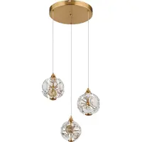 Globo Lighting Hängeleuchte Metall goldfarben, K9 Kristalle klar, Kabel PVC transparent, Höhe kürzbar, ø: 410mm, H: 1500mm, inkl. LED 24W 230V, 2700lm Source, 2000lm Output, 3000K