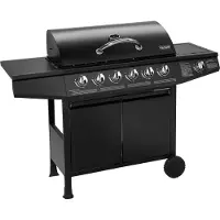 TAINO BASIC 6+1 Gasgrill mit Seitenbrenner 6 Brenner Edelstahl-Brenner Grillwagen BBQ Schwarz