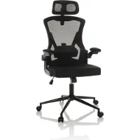Hjh OFFICE Profi Bürostuhl ARIGANO Ergonomischer Schreibtischstuhl mit Armlehnen Stoff / Netzstoff Schwarz Drehstuhl für Büro, Zuhause