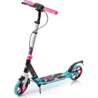 Meteor Kickscooter mit Ständer, Roller höhenverstellbar, Tretroller klappbar, Cityroller bis 100kg, Scooter mit Stoßdämpfer vorne und hinten, City Rio