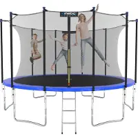 Kinetic Sand Trampolin Outdoor SALTO Ø 183/244/305/366/400/430/490 cm - Kindertrampolin Set mit Leiter, Netz, Randpolster, bis zu 160kg