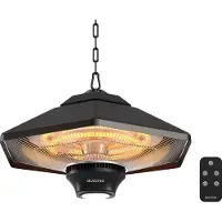 Auronic Terrassenheizstrahler - Infrarotheizung - Hängend - 15m² - Elektrischer Heizstrahler - 2000W - Fernbedienung - 3 Heizstufen - Schwarz