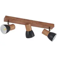 LINDBY Deckenstrahler Tonja, dreiflammig, 55 cm, Holz, Stahl Tonja , dimmbar, Holz hell, für Wohn- / Esszimmer, Metall, Modern, Strahler