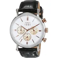 Cerrutti Tremezzo Herren Uhr analog Quarzwerk mit Leder Armband CRA110STR01BK