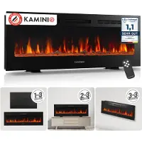 KAMINIO Elektrokamin MARLON - Elektrischer 3-in-1 Kamin mit Heizung, 3D-Flammeneffekt, 12 Flammenfarben, Fernbedienung - 50 Zoll