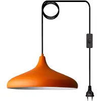 Bamyum Champion Pendelleuchte mit Stecker 35 cm, Orange Metall Lampe
