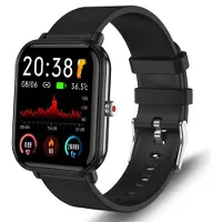 TPFNet Smartwatch mit Silikon Armband - individuelles Display - EKG Smartwatch Armbanduhr mit Körpertemperatur Erkennung - Modell SW-15 - Schwarz