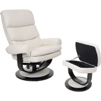 Mendler Relaxsessel HWC-C16, Fernsehsessel TV-Sessel Hocker mit Staufach, MVG- Kunstleder creme