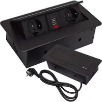 Izoxis 21446 In der Tischplatte versteckte Doppelsteckdose mit USB