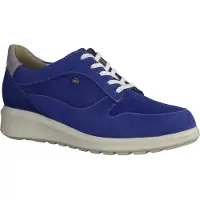 Finn Comfort Mogan Damenschuhe, bequemer Schnürer, Leder, Blau, Wechselfußbett - Passformübersicht Marken FinnMellow, Blau, leder (orida/nubuk)