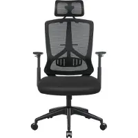 Songmics Chefsessel, ergonomischer Bürostuhl mit Lendenwirbelstütze, Drehstuhl, Verstellbare Kopfstütze und Armlehnen, Wippfunktion und Höhenverstellung OBN53BK
