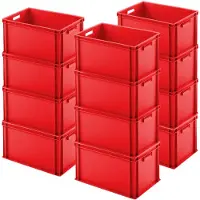 BRB-Lagertechnik 12x Euro-Stapelbehälter, LxBxH 600x400x320 mm, rot, PP, lebensmittelecht