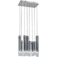 LUCANDE LED-Deckenleuchte Korvitha, 8-flammig, grau, Glas