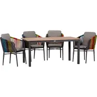 Acamp 4x 56363 Manhattan color Sessel + 1x 57443 Acaplan 160x90cm anthrazit -cherry
