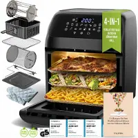 Stillstern Heißluftfritteuse XXL 12L mit LED-Touchscreen, Rezeptbuch auf Deutsch, 12 Programme, Vorheizen&Warmhalten, 1800W Heissluftfritteuse AirFryer XXL ohne Öl Dörren Minibackofen Camping Grill