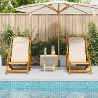 vidaXL Möbel Strandstühle 2 Stk. Klappbar Creme Akazienholz & Textilene - Klappstuhl 3325141
