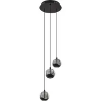 LUCANDE Hayley LED-Pendelleuchte dreiflammig schwarz Glas - , Hayley, Schwarz, für Wohnzimmer, Glas, Design