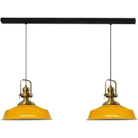 Bamyum Pendelleuchte Asletl Hängelampe aus Metall 2 Flammige, E27, Gelb Vintage Lampe