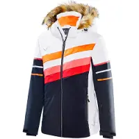 Black Crevice - Damen Skijacke - Kunstpelzbesatz - 8000mm Wassersäule | Farbe: Weiß/Schwarz | Größe: 36