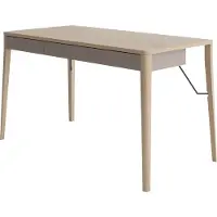 Mirjan 24 Schreibtisch Match 3S MK01, Computertisch mit drei Schubladen, Holzbeine, Stilvoll Arbeitszimmer (Farbe: Eiche / Beige Hell)