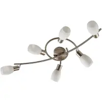 LINDBY Strahler Arda, 75 cm, 6-flammig, nickel, Glas, E14 Arda , dimmbar, alu / grau / zink, für Wohn- / Esszimmer, Glas, Modern, Strahler