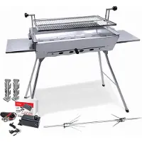 Grillpeter Mangal Ideal Grill Edelstahl 2mm mit Döner Hähnchen Drehspieß Motor