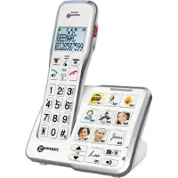 Geemarc Telecom Geemarc AmpliDECT 595 schnurloses verstärktes 50 dB Schwerhörigentelefon mit Fototasten, Anrufbeantworter, Sprachansage und SOS Taste - Deutsche Version