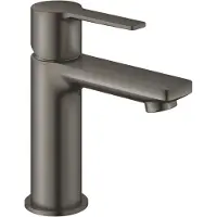 GROHE Lineare Einhand Waschtischbatterie, XS-Size, Push-Open Ablaufgarnitur, Ausladung 107mm, 23791AL1, Farbe: Hard graphite gebürstet