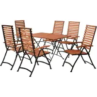 Merxx Gartenmöbelset Schlossgarten 7tlg., 6 Klappsessel, 1 Klapptisch 120 x 80 cm - Flachstahl/Eukalyptus