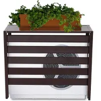 Mendler Alu Verkleidung für Klimaanlage/Wärmepumpe MCW-K59, Abdeckung Schutzgitter Pflanzenregal, Metall 73x90x38cm braun