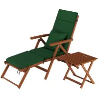Erst-Holz Deckchair, Balkonstuhl, klassische und robuste Balkonliege mit Tisch wählbarem Zubehör V-10-200T