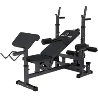 Gorilla Sports Multifunktion Hantelbank verstellbar mit Ablage | Curlpult, Butterfly, Dip-Station, Beincurler und 6-fach verstellbarer Rückenlehne