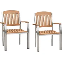 Merxx Gartensessel Keros 2er Set, stapelbar - Edelstahl/Akazie
