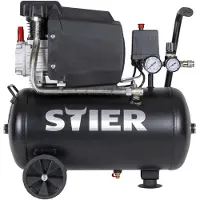 Stier Kompressor LKT 240-8-24, 1100 W, max. Druck 8 bar, 24 Liter Tank, 21 kg, geeignet für Anwendungen z.B. mit Ausblaspistolen, Farbspritzpistolen, Blindnietenpistolen