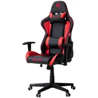Elite Gaming Stuhl | Ergonomischer Bürostuhl - Schreibtischstuhl - PC Gamer Racing Stuhl - Gaming-Stuhl - Gamer Sessel - Kopfstütze (Schwarz/Rot)