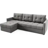 Bettso Komfortable gesteppte OLIVIA grau universal Ecksofa für das Wohnzimmer 2 Behälter + DL-Maschine